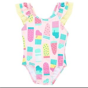 RuffleButts V-Back Ice Cream Social One Piece Swimsuit - 5T